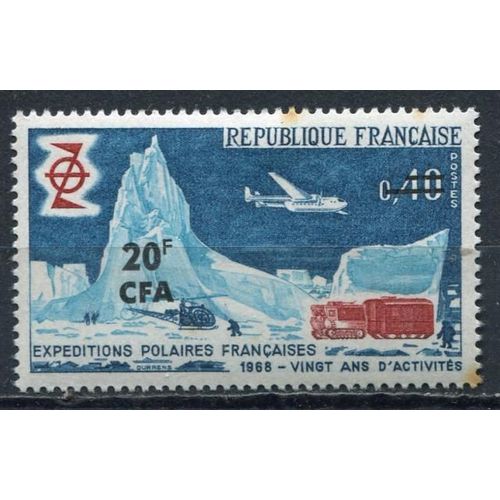 20ème Anniversaire Des Expéditions Polaires Surchargé C F A (La Réunion) Année 1968 N° 380 Yvert Et Tellier Luxe