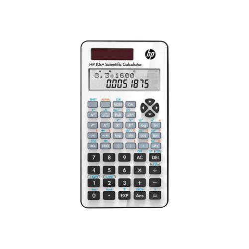 HP 10s+ - Calculatrice scientifique - 10 chiffres + 2 exposants - panneau solaire, pile - blanc