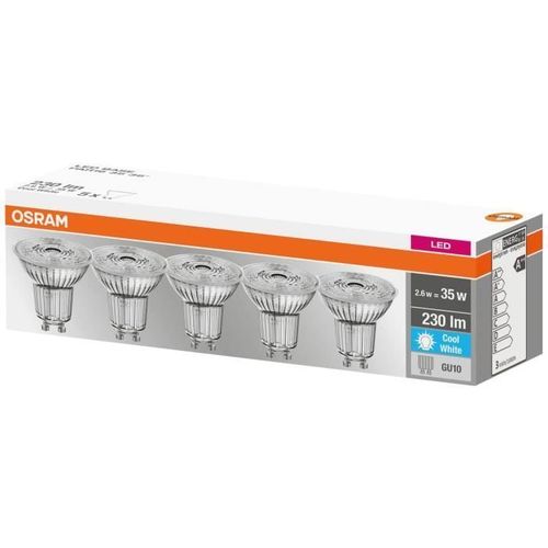 OSRAM - LED SPOT PAR16 36° 2.6W=35 GU10 froid - Lot de 5