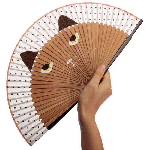 Envoie De France Éventail Soie Pliant Ventilateur Bambou Chat Danser Le Mur De Bureau Cosplay Déguisement Mariage Fête Maison Décoration Bricolage
