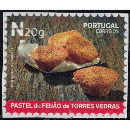 Portugal 2018 Oblitéré Sur Fragment Used Dessert Traditionnel Pastel De Feijão De Torres Vedras Su