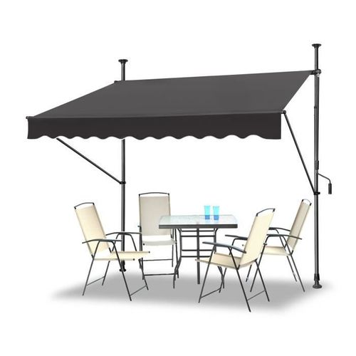 Yuenfong 250 X 120 Cm Store De Balcon Avec Manivelle - Brise-Vue - Rétractable Manuellement - Résistant Aux Uv, Anthracite