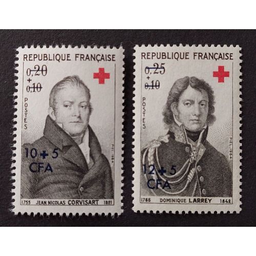 Au Profit De La Croix Rouge La Paire Surchargés C F A (La Réunion) Année 1964 N° 362 363 Yvert Et Tellier Luxe