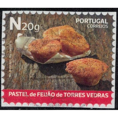Portugal 2018 Oblitéré Sur Fragment Used Dessert Traditionnel Pastel De Feijão De Torres Vedras Su