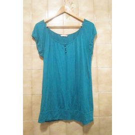 T-Shirt Débardeur Tunique Bleu Vert Proche Du Bleu Turquoise Épaules Dénudées Camaieu T. 44 - Envoi Mondial Relay Ou So Collissimo