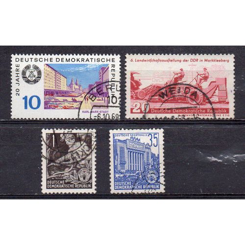 Allemagne-Ddr- Lot De 4 Timbres Oblitérés Divers