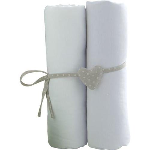 Lot De 2 Draps Housse En Coton Bio Blanc