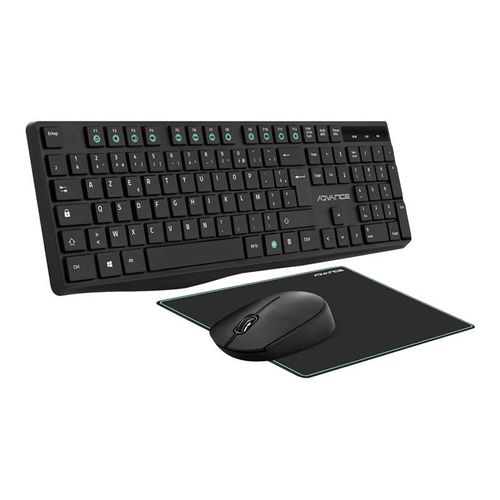 Suza Advance - Clavier, Souris Et Tapis De Souris - Sans Fil - 2.4 Ghz - Azerty - Français - Noir