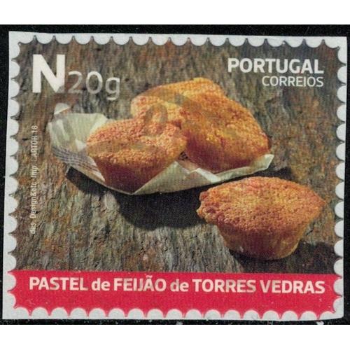 Portugal 2018 Oblitéré Sur Fragment Used Dessert Traditionnel Pastel De Feijão De Torres Vedras Su