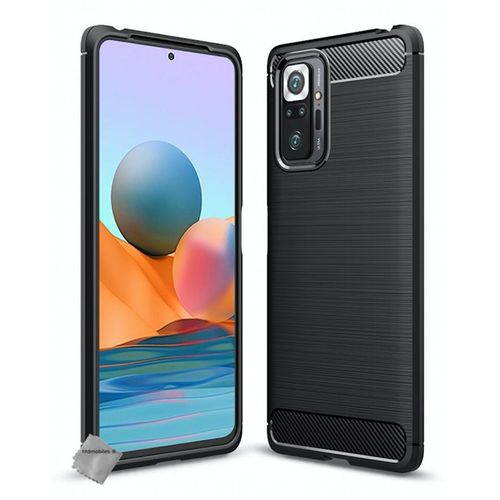 Housse Etui Coque Silicone Gel Carbone Pour Xiaomi Redmi Note 10 Pro + Film Ecran - Noir