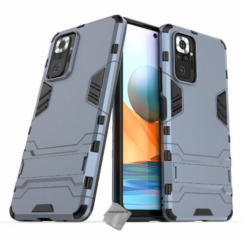 Housse Etui Coque Rigide Anti Choc Pour Xiaomi Redmi Note 10 Pro + Verre Trempe - Bleu Fonce