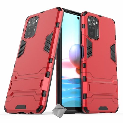 Housse Etui Coque Rigide Anti Choc Pour Xiaomi Redmi Note 10 4g + Film Ecran - Rouge