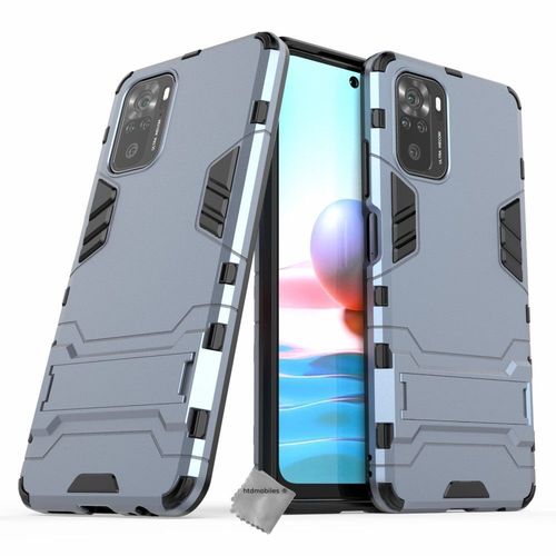 Housse Etui Coque Rigide Anti Choc Pour Xiaomi Redmi Note 10 4g + Verre Trempe - Bleu Fonce