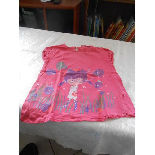 T-Shirt Rose Goutte Dans Le Dos - Motif Fille À Lunette - Nky - 8 Ans