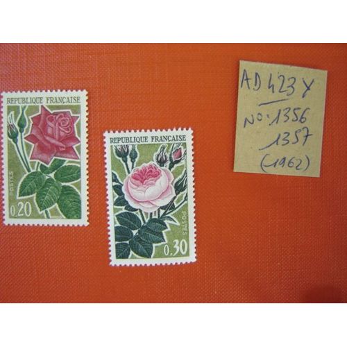 Ad 423y // Paire (2) Timbres Neufs France N° 1356/1357 " Roses ( 1962)