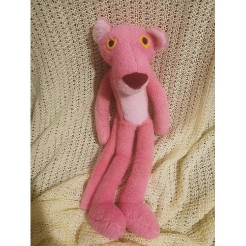 Doudou Peluche Panthere Rose Yeux Feutrine Vintage