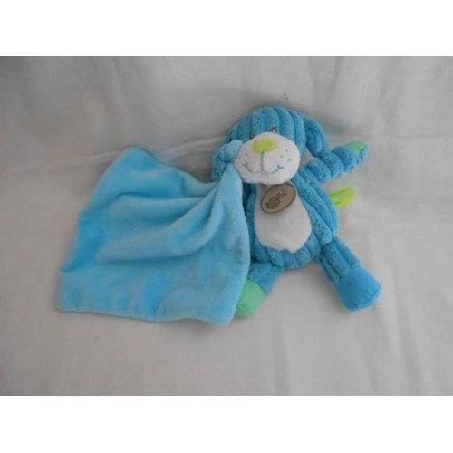 Babynat - Doudou Peluche Chien Baby Nat Bn735 Bn 735 Bleu Vert Les Coteles Les Doubambins Mouchoir Carre Baby Nat