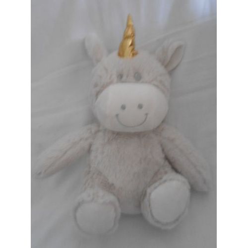 Doudou Licorne Blanche & Doré Atmosphera For Kids Jja Vache Hippopotame Rhinoceros Blanc Ecru Creme Beige Gris Assis 30cm Bout De Corne