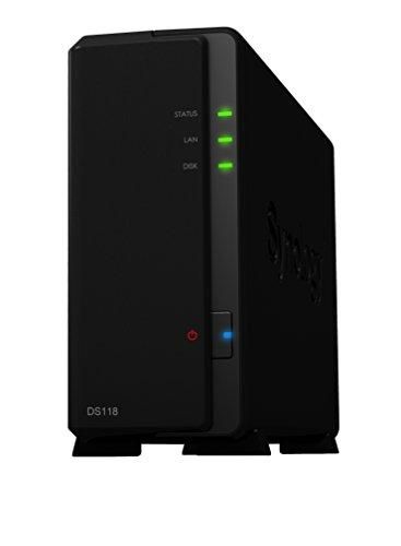 Synology Serveur NAS DiskStation DS118 Ethernet/LAN Bureau Noir NAS Serveurs de stockage (3000 To, Disque dur, Disque dur, SSD, SATA, 2.5/3.5",