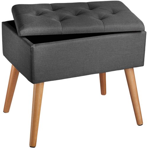 Banc Avec Coffre De Rangement Aspect Lin Ranya - Gris Fonc?