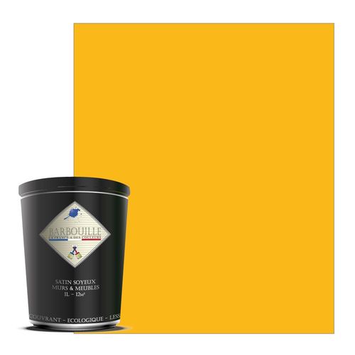 Laque acrylique satin  meubles, bois, murs et plafonds - 1 ltr Jaune - Akhenaton