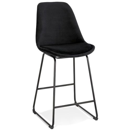 Tabouret Snack Mi-Hauteur 'bully Mini' En Velours Noir Et Pieds En Métal Noir