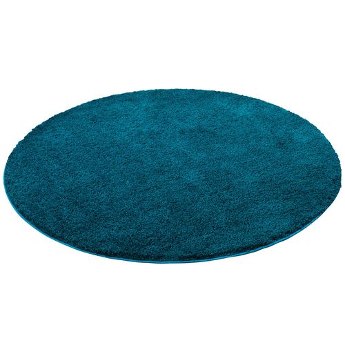 Snapstyle Palace - Tapis Shaggy À Poils Longs Rond Pétrole 100x100 Cm