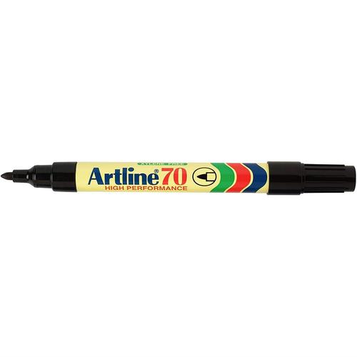 Artline Lot De 5 Marqueurs "70" Permanent Indélébile Corps Alu Pointe Conique 1,5 Mm Noir