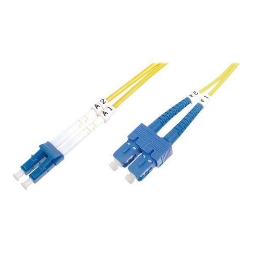 DIGITUS - Cordon de raccordement - mode unique LC (M) pour mode unique SC (M) - 3 m - fibre optique - 9 / 125 micromètres - OS2 - démarré, sans halogène - jaune