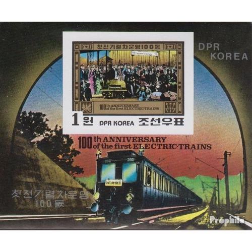 Nord-Corée Bloc 87b (Complète Edition) Neuf Avec Gomme Originale 1980 100 Années Électrique Chemin De Fer
