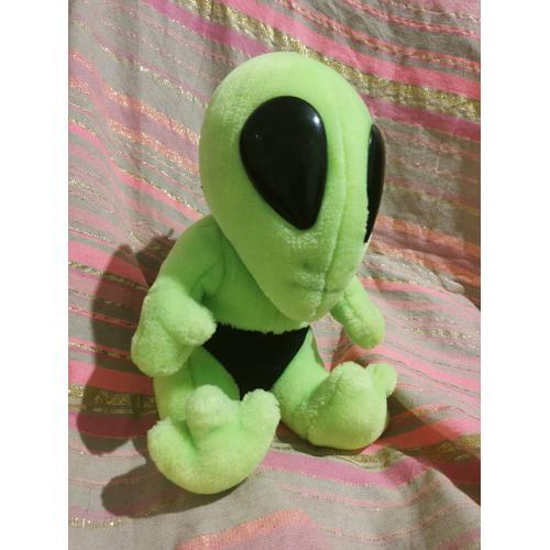 Doudou Peluche Alien Vert Fluo Noir Eluz