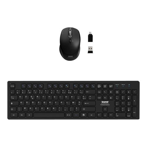 PORT Connect Professional Office Pack - Ensemble clavier et souris - sans fil - 2.4 GHz - AZERTY - Français