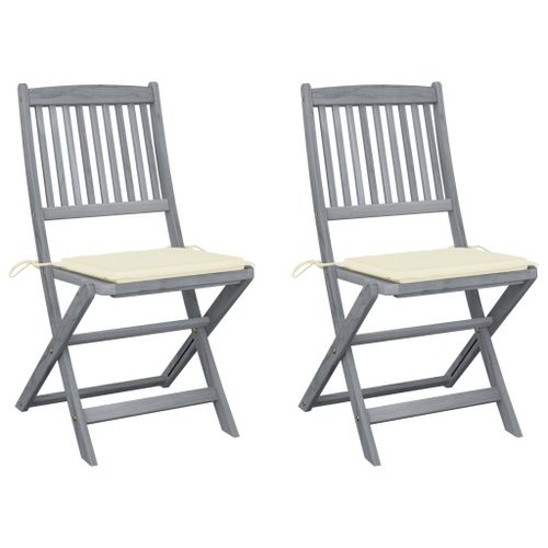 Vidaxl Chaises Pliables D'extérieur 2 Pcs Avec Coussins Bois D'acacia