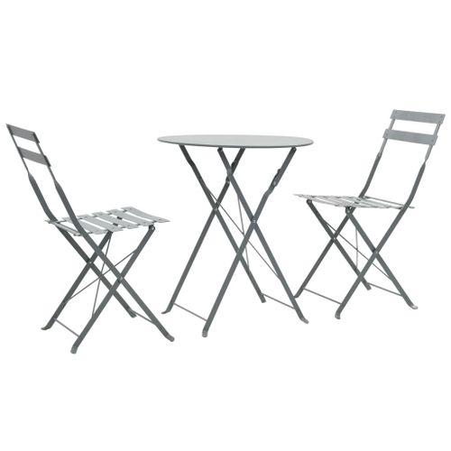 Vidaxl Mobilier De Bistro 3 Pcs Acier Gris