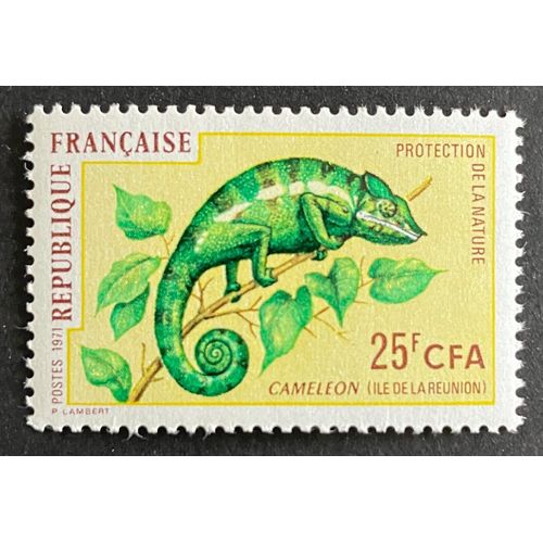Protection De La Nature : Caméléon Surchargé C F A (La Réunion) Année 1971 N° 399 Yvert Et Tellier Luxe