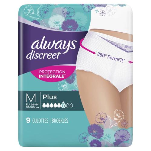 Always Discreet Culottes Pour Fuites Urinaires Plus Taille M - Paquet De 9 Culottes 