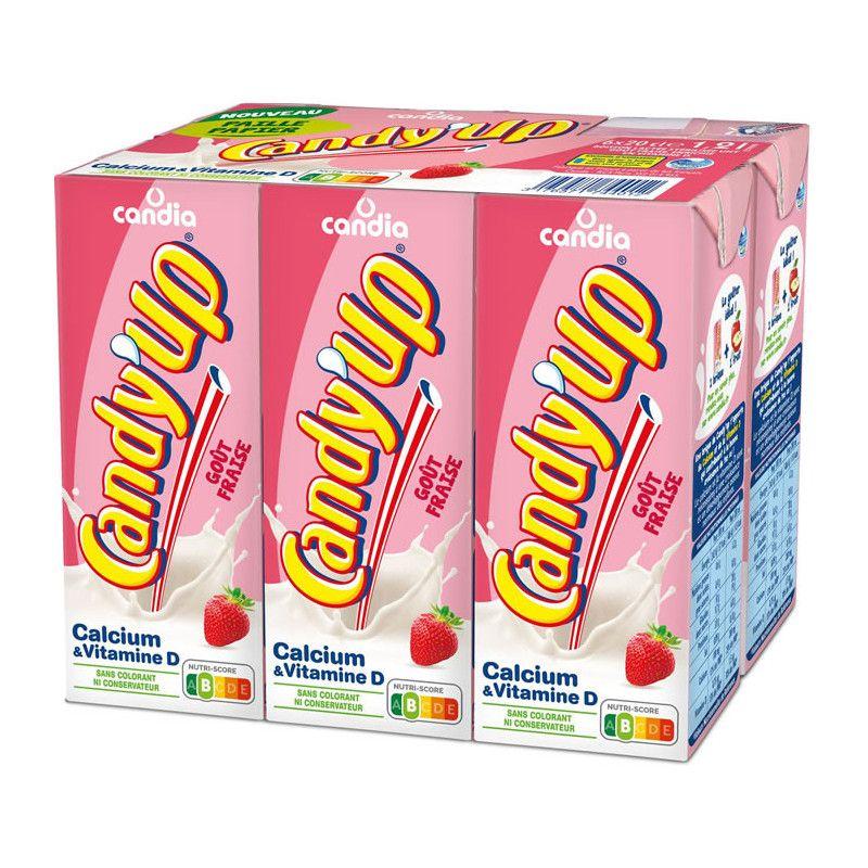LOT DE 10 - CANDIA : Candy'Up - Lait arômatisé à la fraise UHT 6 x