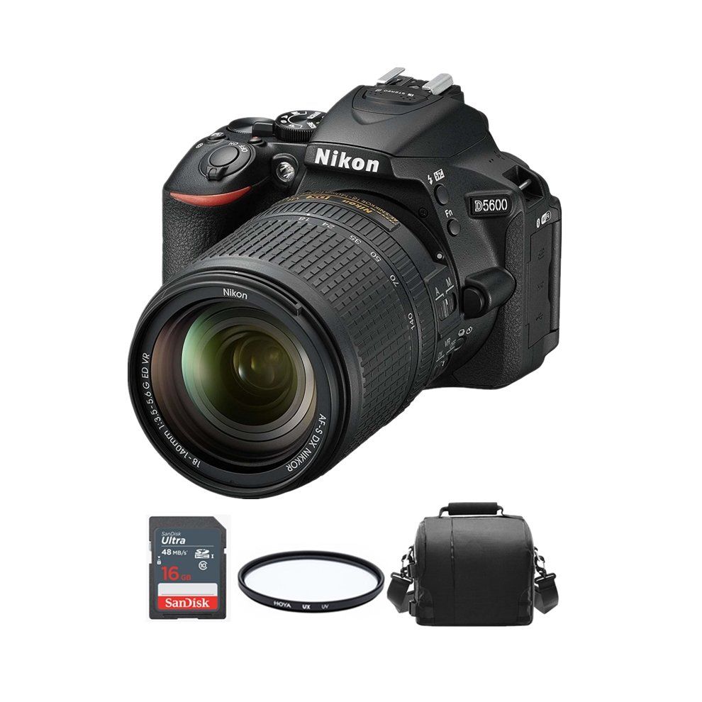 NIKON D5600 KIT AF-S 18-140mm F3.5-5.6G ED VR DX + sac pour appareil photo + carte SD 16 go + filtre HOYA UX UV 67mm