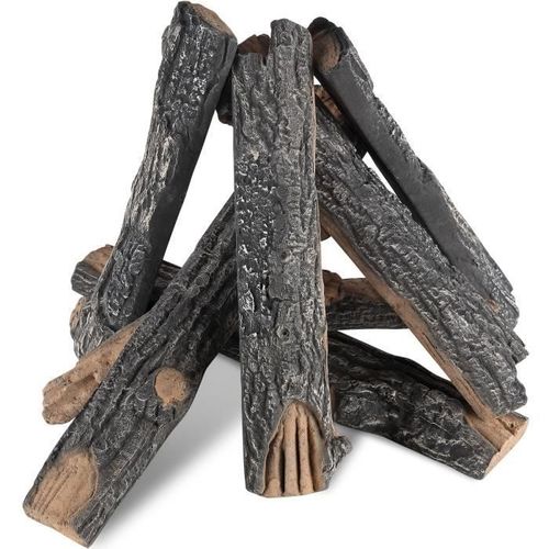 Bois céramique - VEVOR - 560 x 120 mm x 2,Chêne empilable,8PCS,pour Cheminée Brasero Intérieur ou Extérieur
