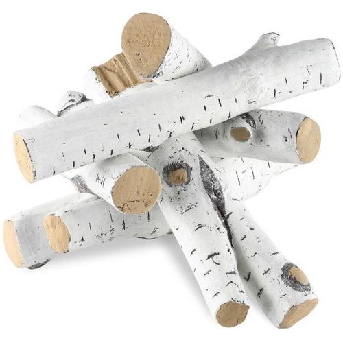 Bois céramique - VEVOR - 380 x 103 x 83 mm x 2,Bouleau blanc,6PCS,pour Cheminée Brasero Intérieur ou Extérieur