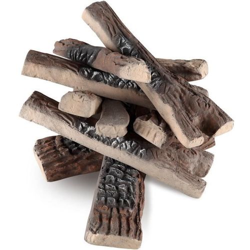 Bois céramique - VEVOR - 363 x 113 x 50 mm x 4,Bois empilable,10PCS,pour Cheminée Brasero Intérieur ou Extérieur