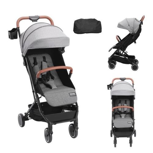 Poussette pour bebe VEVOR Poussette bebe nouveau ne enfant bas age reglable en un clic gris fonce 710 x 440 x 1070 mm Rakuten