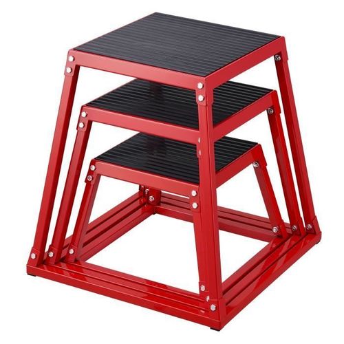 Boîte À Saut Musculation - Vevor -445x445x305 Mm,Charge 227 Kg,Rouge,Plateforme Antidérapante,Pour La Formation De Gym À Domicile