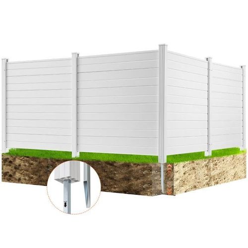 Panneau Brise Vue Exterieur - VEVOR 4 Panneaux Brise Vue Extérieur Clôture de Jardin de Climatiseur 127x127 cm blanc PVC