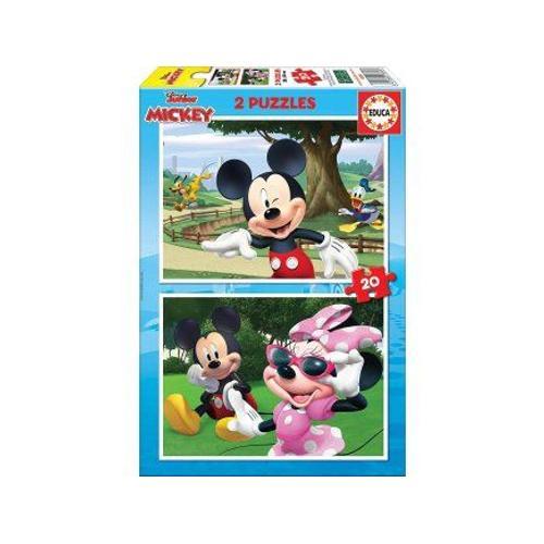 Puzzle Enfant - Mickey Pluto Et Donald Au Parc - 2 X 20 Pieces - Disney