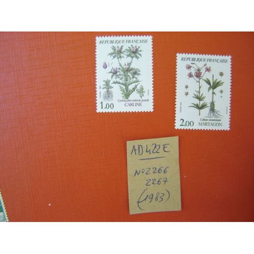 Ad 422 E // Lot De 2 Timbres France N°2266/2267 (1983) Neufs "Flore Et Faune De France"Carline/Martagon