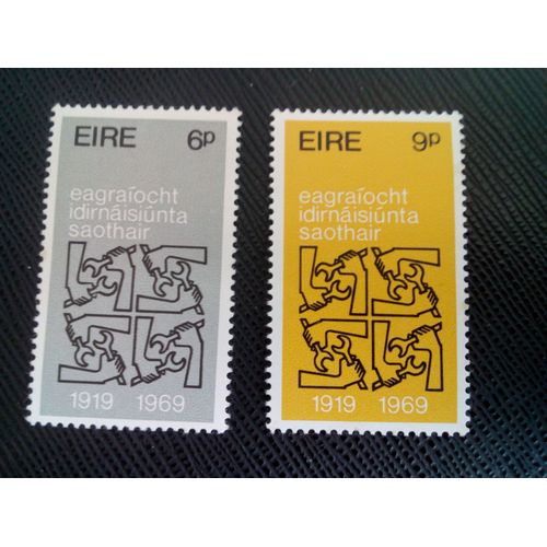 Timbre Irlande Yt 234 - 235 Séries: I.L.O. (Organisation Internationale Du Travail), 50e Anniversaire 1969 ( 0010505 )
