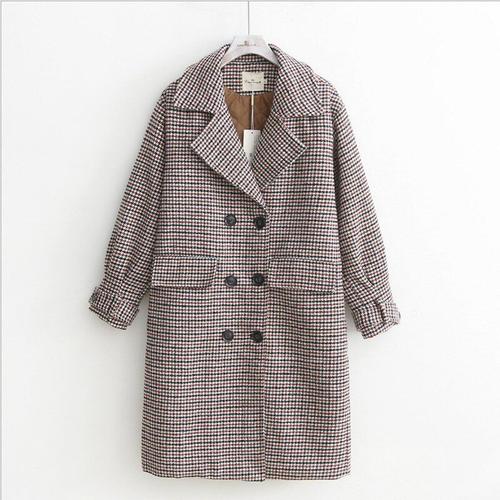 Manteau carreaux pied de poule femme mi long veste cor enne