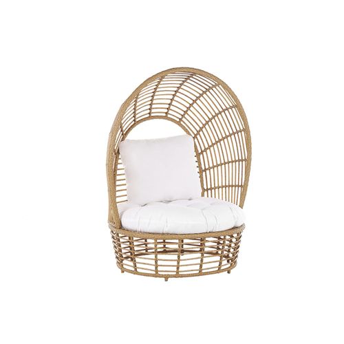 Fauteuil Cocon En Rotin Clair Et Coussin Beige Lido