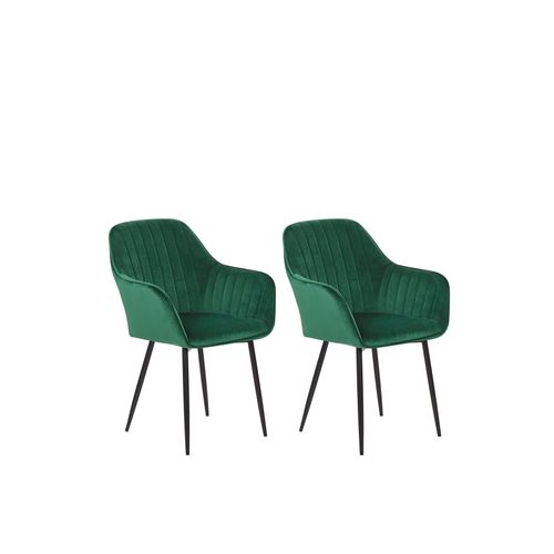Chaise De Salle À Manger Set De 2 Velours Vert Foncé Wellston